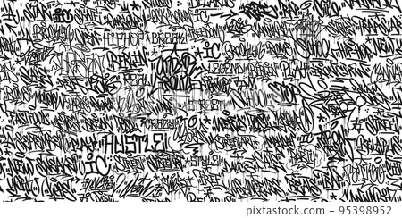 Seamless Trendy Abstract Hip Hop Street Art Graffiti Style Urban Calligraphy Vector Illustration Background 95398952