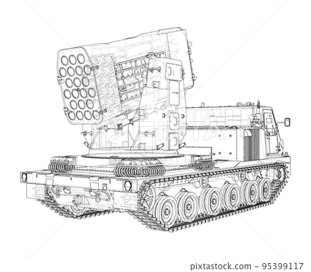 Military track missle system. Vector 95399117