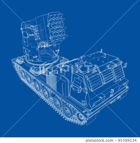 Military track missle system. Vector 95399134