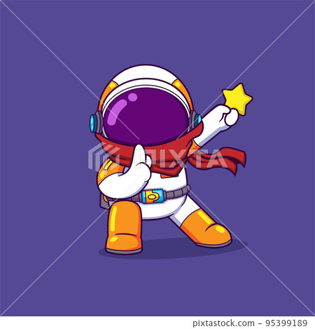 The ninja astronaut is posing like a shadow ninja while bringing a star shuriken 95399189