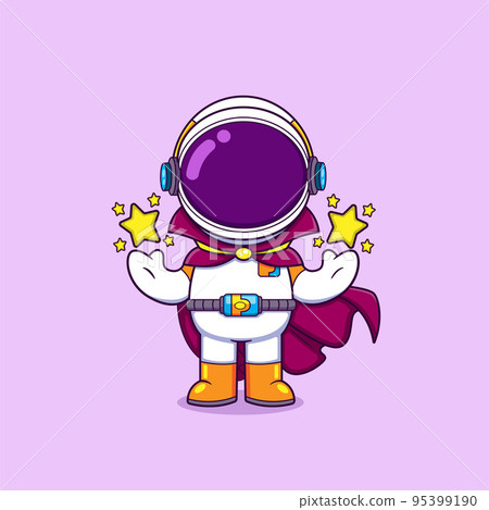 The magician astronaut is wearing a robe and doing some magic with lots of star 95399190