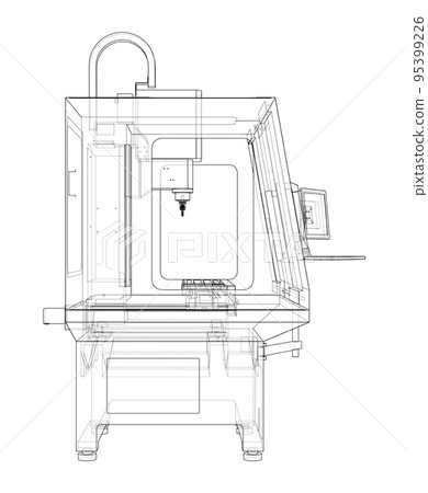 Metalworking CNC milling machine. Vector Metalworking CNC milling machine. Vector 95399226