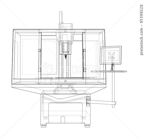 Metalworking CNC milling machine. Vector Metalworking CNC milling machine. Vector 95399228