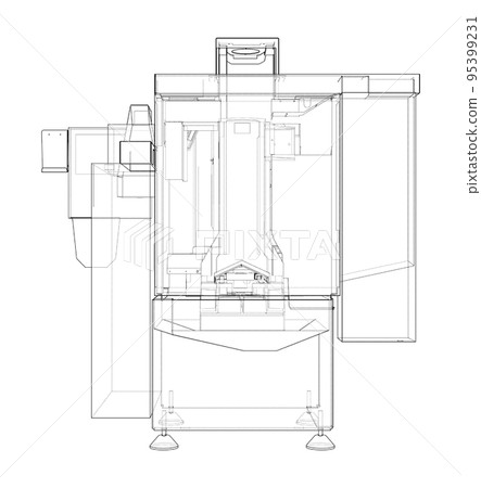 Metalworking CNC milling machine. Vector Metalworking CNC milling machine. Vector 95399231