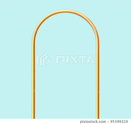 Golden realistic arch. Gold 3d arch frame. Shiny doorway. Blank portal design element. Vector illustration isolate on blue background Golden realistic arch. Gold 3d arch frame. Shiny doorway. Blank portal design element. Vector illustration isolate on blue background 95399328