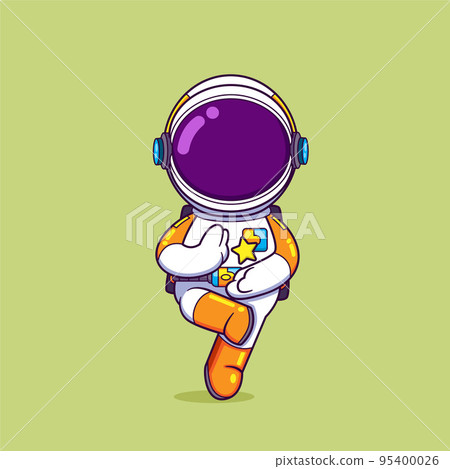 The cute astronaut is posing like the shaolin and holding the bright star The cute astronaut is posing like the shaolin and holding the bright star 95400026