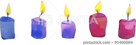 Five short candles watercolor style vector illustration set Five short candles watercolor style vector illustration set 95400064