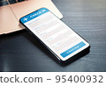 Airline online check-in application form. Self-registration and obtaining boarding pass for quick access to the flight at the airport concept 95400932