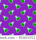 Pixel art potion bottle seamless pattern. 8 bit magic potion. Icon elixir bottle in pixel art style. Retro design for wrapping paper, wallpaper, packing, fabric. Vector illustration 95401551