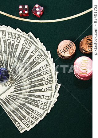 Money dice and gambling chips 95401752