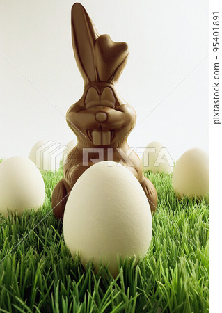 chocolate easter bunny with egg chocolate easter bunny with egg 95401891