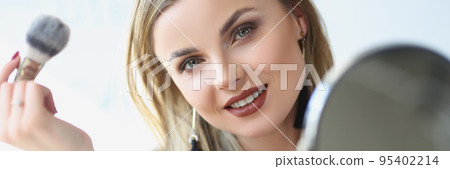 Elegant young female with cute smile wear makeup, glamour blonde woman visagist 95402214