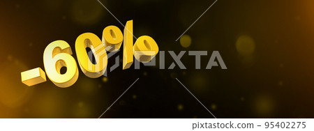 60% off discount offer. 3D illustration isolated on black. Horizontal banner 60% off discount offer. 3D illustration isolated on black. Horizontal banner 95402275