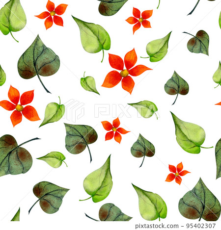 Watercolor hand drawn seamless pattern with... - Stock Illustration ...