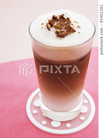 Hot chocolate with whipped cream in mug Hot chocolate with whipped cream in mug 95402381