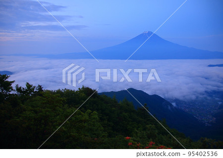 Mount Fuji floating in the sea of clouds seen from the Misaka Mountains 95402536
