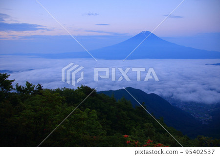 Mount Fuji floating in the sea of clouds seen from the Misaka Mountains 95402537