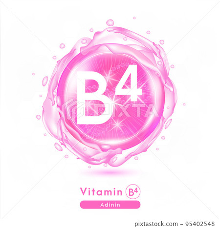 Vitamin B4 pink shining pill capsule. Vitamin complex with Chemical formula.  95402548