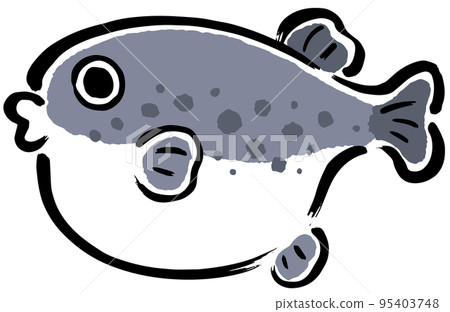簡單可愛的河豚畫筆描邊插圖 簡單可愛的河豚畫筆描邊插圖 95403748