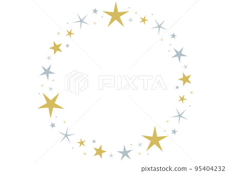 Simple circular frame of gold and silver stars Simple circular frame of gold and silver stars 95404232