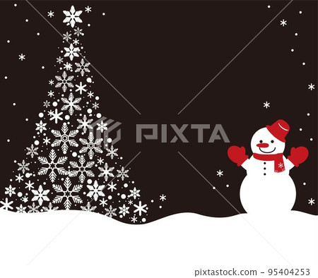 Snowman and snowflake background frame winter snow cute simple copy space illustration material 95404253