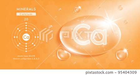 Drop water minerals calcium orange. Minerals complex with Chemical formula from nature.  Drop water minerals calcium orange. Minerals complex with Chemical formula from nature.  95404309