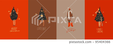Hand drawn vector abstract graphic Merry Christmas and Happy new year illustration of people characters.People in costumes cards set.Merry Christmas people card design.Winter holiday art collection. Hand drawn vector abstract graphic Merry Christmas and Happy new year illustration of people characters.People in costumes cards set.Merry Christmas people card design.Winter holiday art collection. 95404366