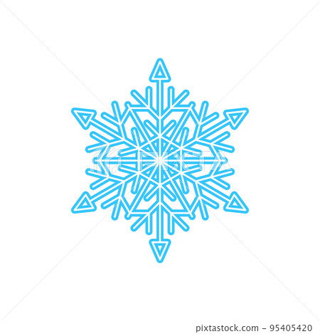 Simple snowflake made of blue lines. Festive decoration for New Year and Christmas, symbol of winter, element for design. Vector illustration Simple snowflake made of blue lines. Festive decoration for New Year and Christmas, symbol of winter, element for design. Vector illustration 95405420
