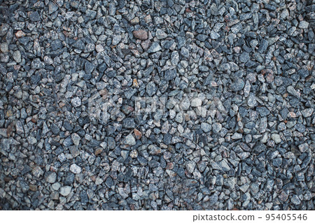 Gray small gravel background texture. black road stone and rocks. 95405546