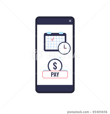 Easy credit payment with calendar on phone screen. 95405656