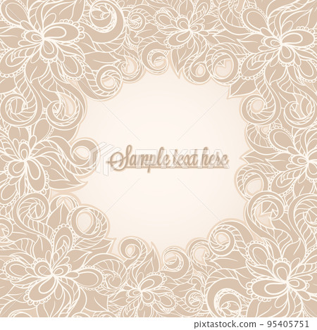 beige frame with flowers beige frame with flowers 95405751
