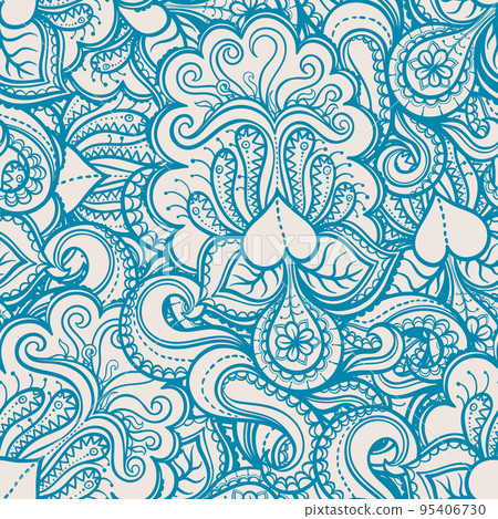 blue pattern with hearts and flowers blue pattern with hearts and flowers 95406730