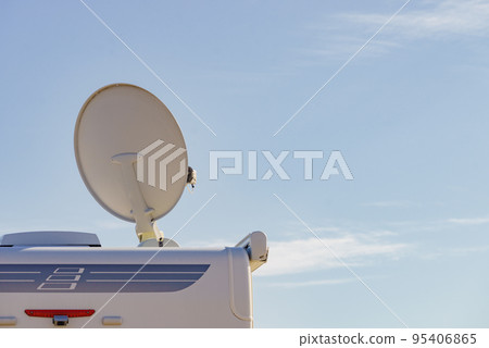 Satellite dish on roof of caravan Satellite dish on roof of caravan 95406865