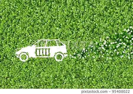 Thinking about the future of energy with green paper art inspired by electric vehicles 95408022