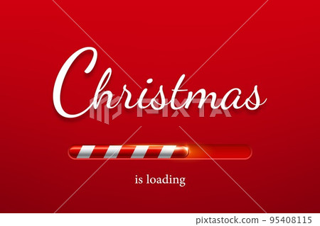 Christmas loading bar. Xmas celebration realistic vector backdrop or cover, winter holiday sale banner or background. Christmas eve waiting, countdown red wallpaper with candy cane stripe loading bar Christmas loading bar. Xmas celebration realistic vector backdrop or cover, winter holiday sale banner or background. Christmas eve waiting, countdown red wallpaper with candy cane stripe loading bar 95408115