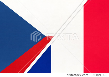 Czech Republic and France, symbol of country. Czechia vs French national flags. 95409169