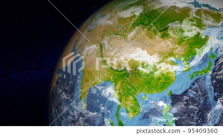 Realistic Earth globe focused on East Asia 95409360