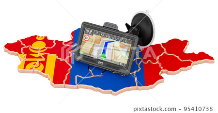 GPS navigation in Mongolia, 3D rendering GPS navigation in Mongolia, 3D rendering 95410738