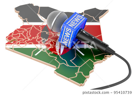 Kenyan News concept, microphone news on the map of Kenya. 3D rendering Kenyan News concept, microphone news on the map of Kenya. 3D rendering 95410739