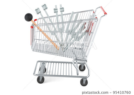 Shopping cart with medical tuning forks, 3D rendering 95410760
