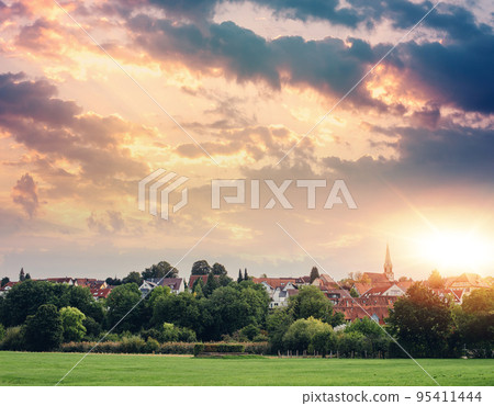 Freiberg am Neckar On the Sunset. Small European town in Baden Wurttemberg, Germany, Europe. Nekar river, southwestern Germany Freiberg am Neckar On the Sunset. Small European town in Baden Wurttemberg, Germany, Europe. Nekar river, southwestern Germany 95411444