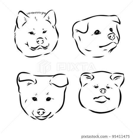 Akita dog face - isolated vector illustration akita inu dog vector 95411475