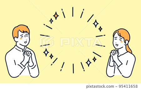 Glitter frame and smiling man and woman vector illustration material 95411658
