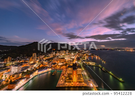 Night view of Mojiko Retro and Kanmon Strait from Mojiko Retro Observatory 95412228
