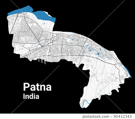Patna map. Detailed map of Patna city administrative area. Cityscape panorama illustration. Road map with highways, streets, rivers. Patna map. Detailed map of Patna city administrative area. Cityscape panorama illustration. Road map with highways, streets, rivers. 95412343