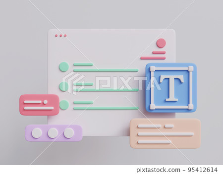 Web UI UX Design concept. 3D Web development and interface design. SEO optimization marketing. 3D rendering. 95412614