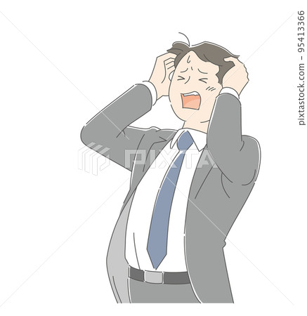 一個穿著西裝的男人抱著他的頭 95413366