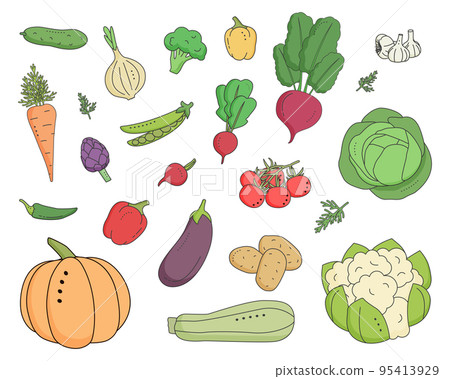 Set of vegetables. Cartoon style. Set of vegetables. Cartoon style. 95413929