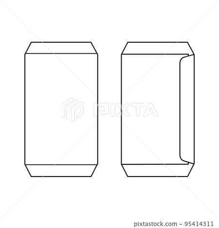 The front and back of an envelope with the top and bottom unsealed (line drawing) The front and back of an envelope with the top and bottom unsealed (line drawing) 95414311