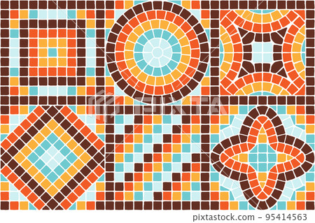 Ancient mosaic tile pattern. Decorative antique stone ornament. 95414563
